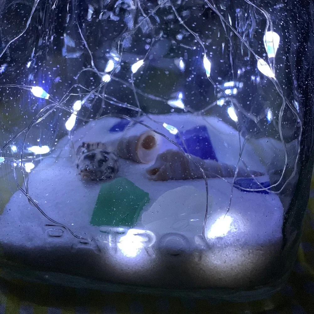 Hand Crafted- Beach themed solar Lantern